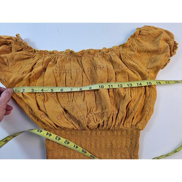 Riley & James XL (juniors) Y2K Mid drift middi summer yellow eyelet sunflower - Picture 8 of 9